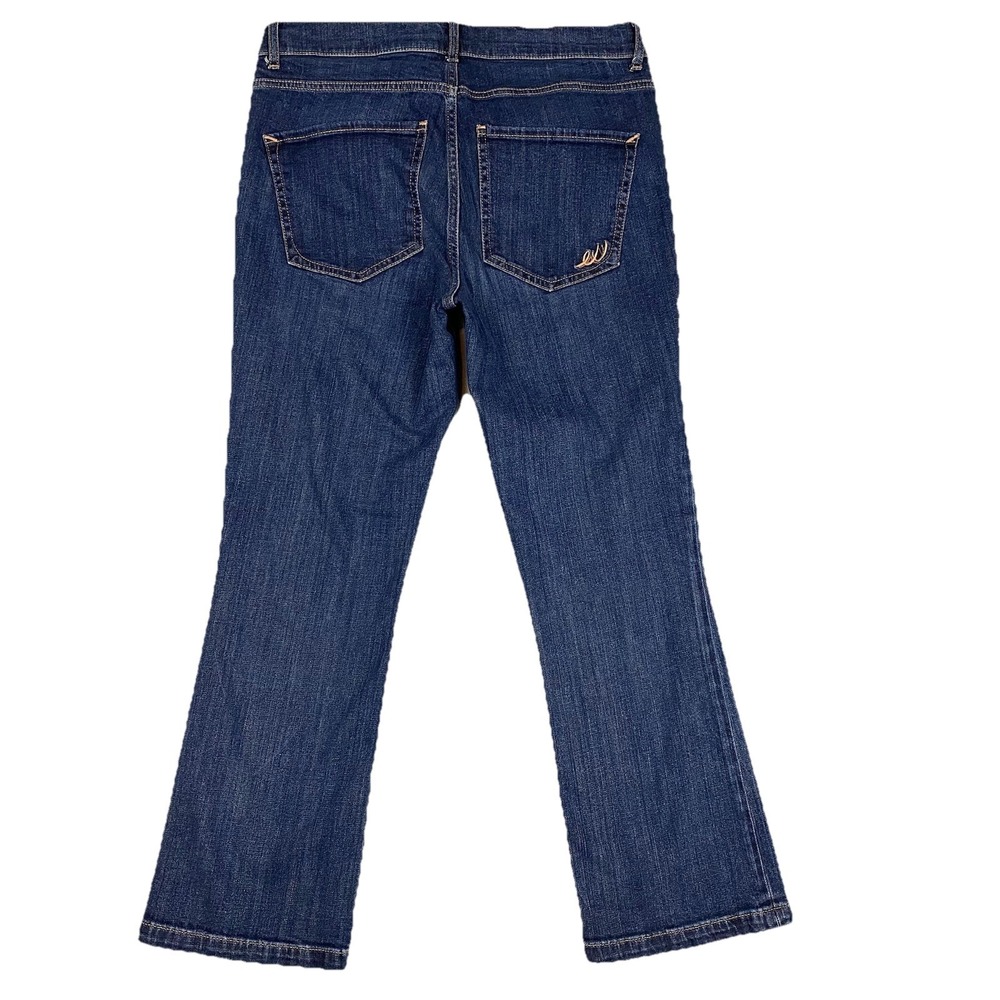 Express Bell Crop High Rise Dark Wash Flared Jeans Womens 10 Blue - Picture 2 of 8